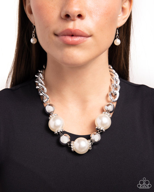 Generously Glossy - White necklace