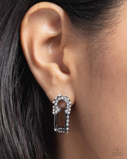 Safety Pin Secret - Black earrings