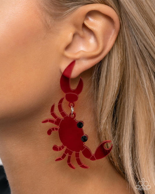 Crab Couture - Red earrings
