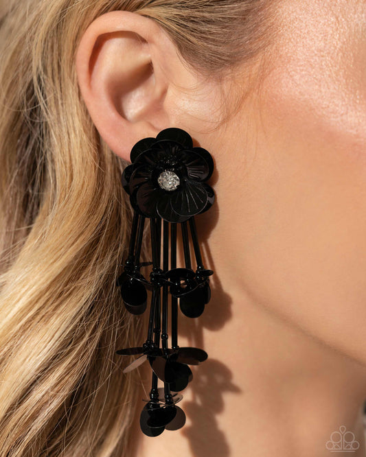 Pendientes negros Floral Future