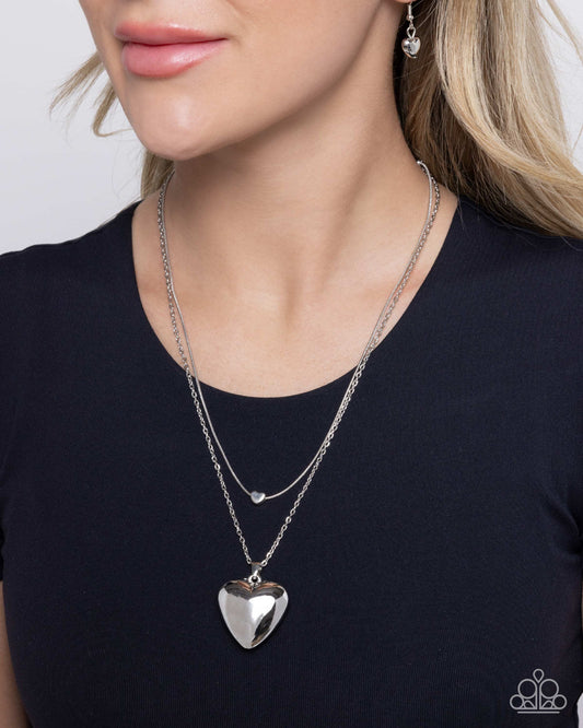 Halting Hearts - Silver necklace (one per order)
