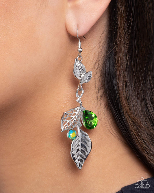 Descending Dazzle - Green earrings