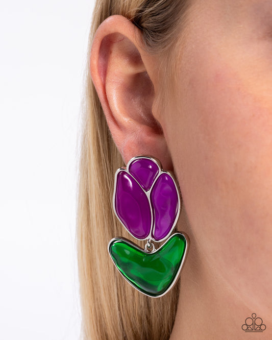 Tulip Triumph - Purple earrings