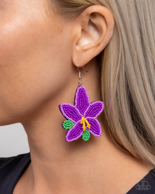 Seed Bead Symmetry - Purple earrings