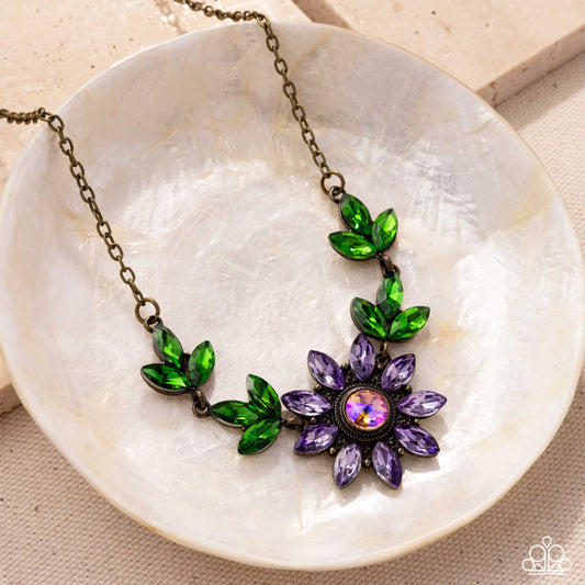 Blossoming Baseline - Brass Necklace