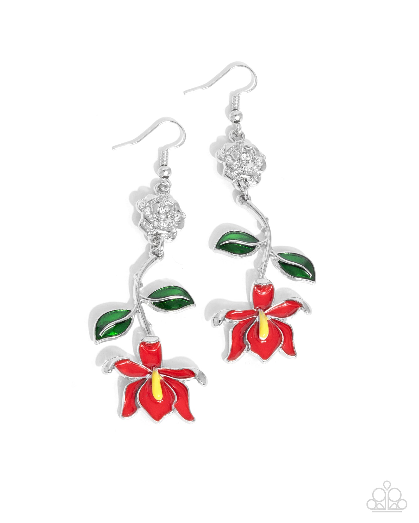Floral Fractal - Red earrings