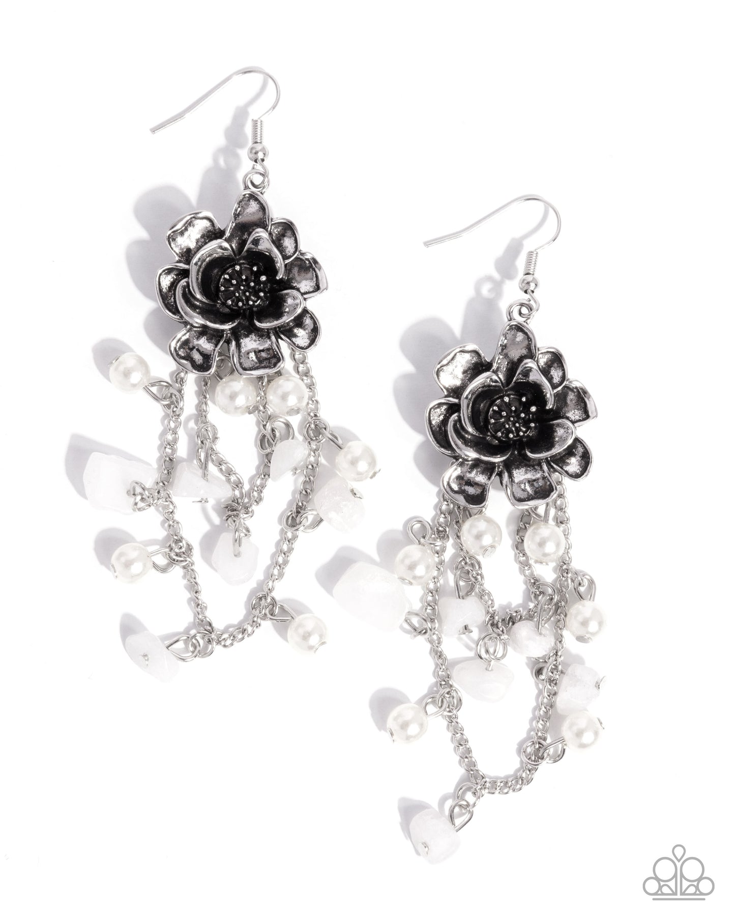 Carefree Cascade - White earrings