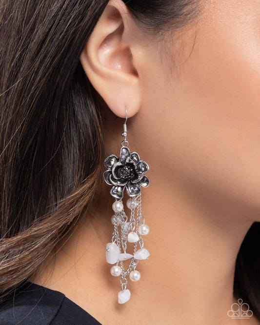 Carefree Cascade - White earrings