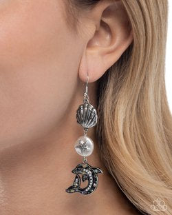 Delightful Dolphin-white earrings