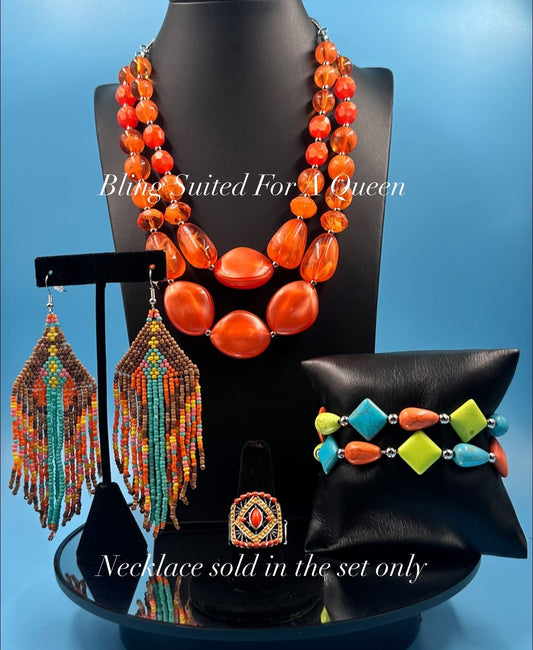 Set it up with Lola-orange seed beads