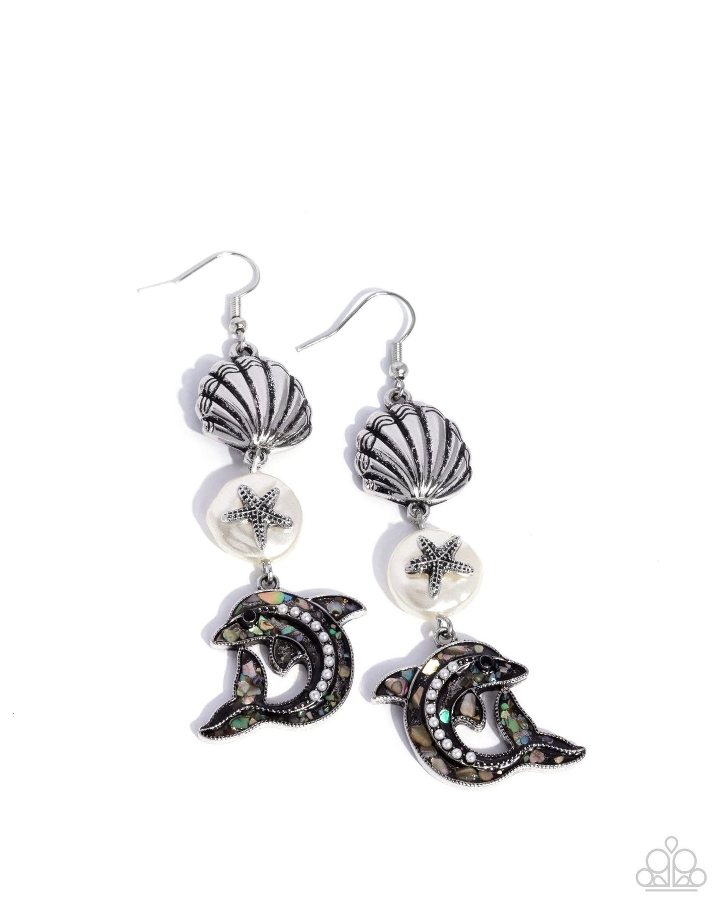 Delightful Dolphin-white earrings