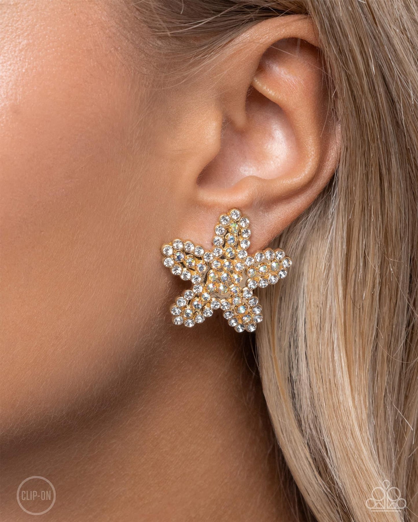 Starfish Serenade gold earrings -clip on