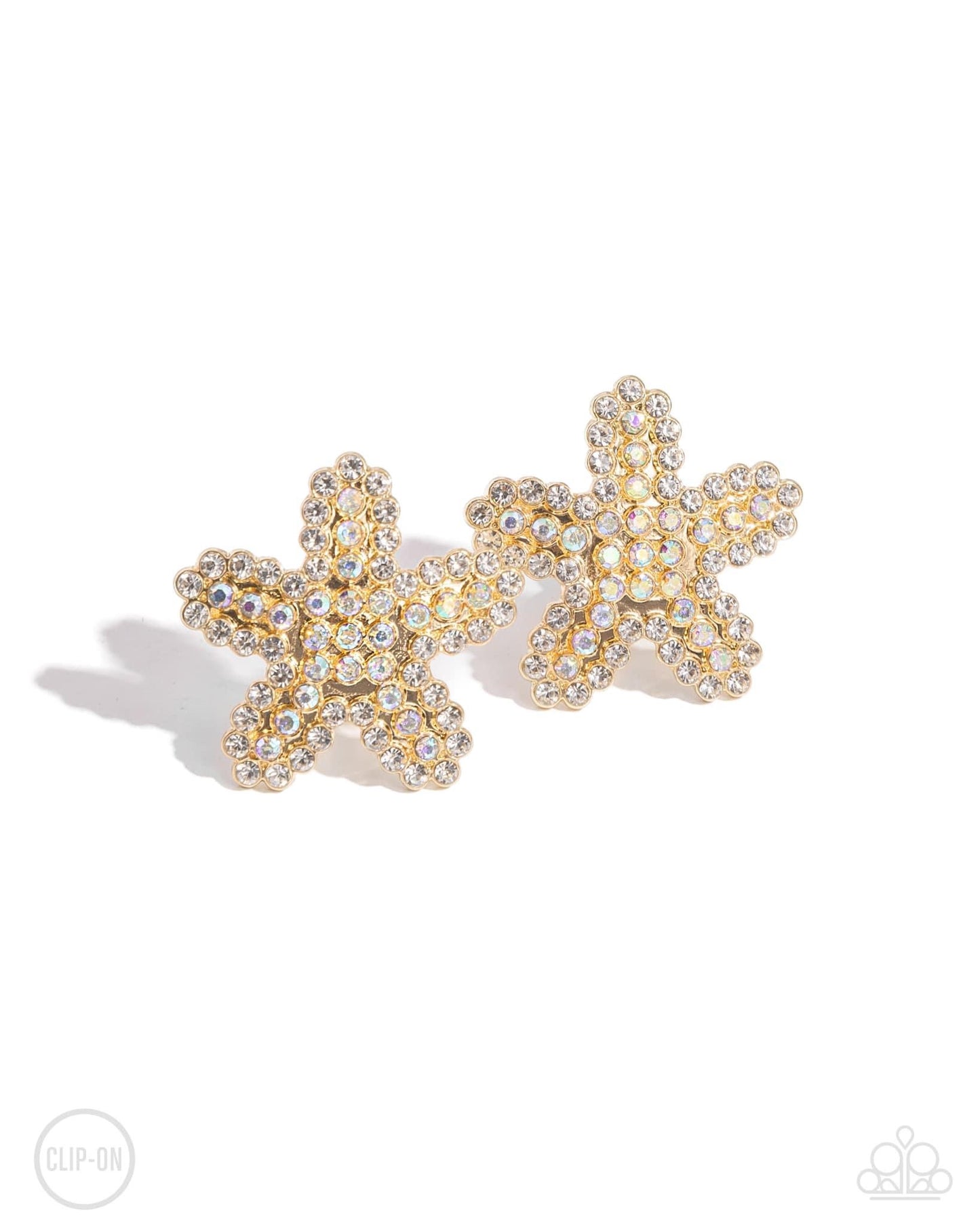 Starfish Serenade gold earrings -clip on
