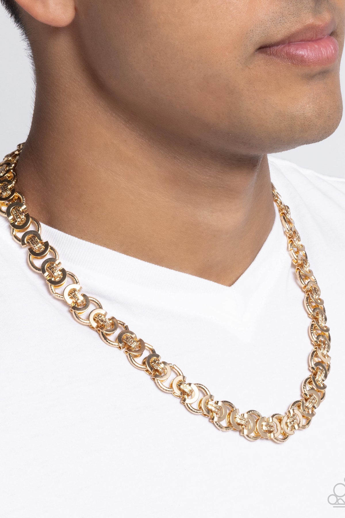COMPLETE LOOK - FATAL FASHION NECKLACE & FUSION FEATURE - GOLD MEN'S BRACELET set it up with Lola