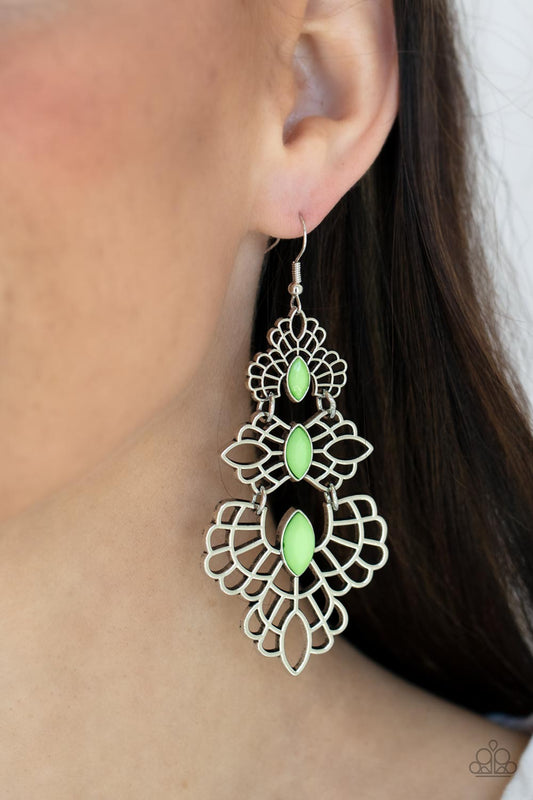 Flamboyant Frills - Green earrings