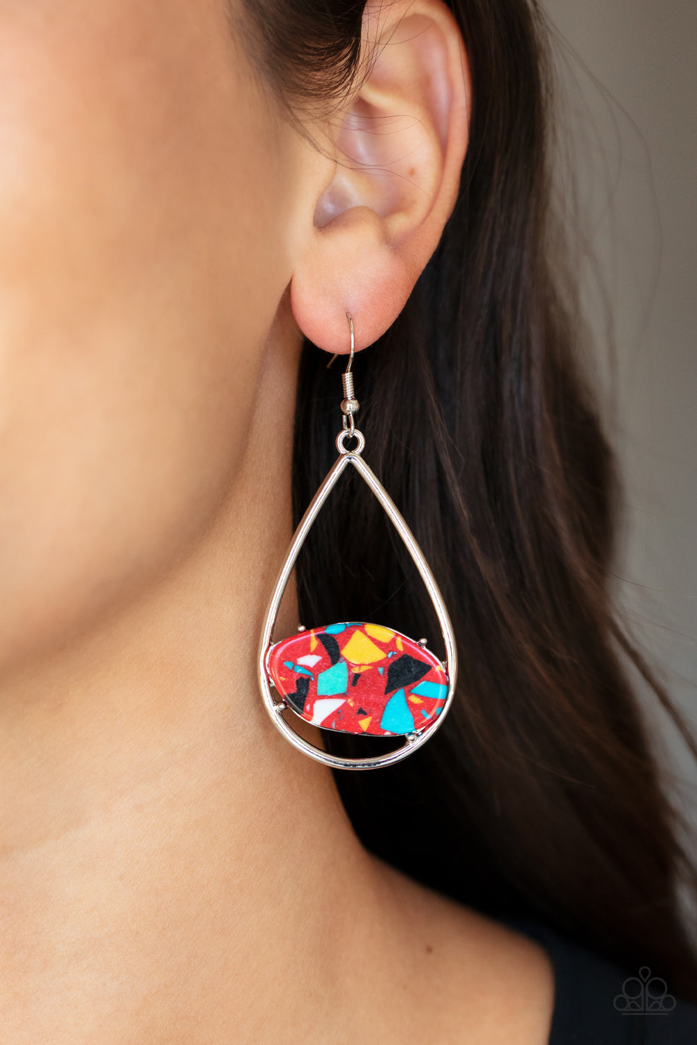 Tropical Terrazzo - Red earrings