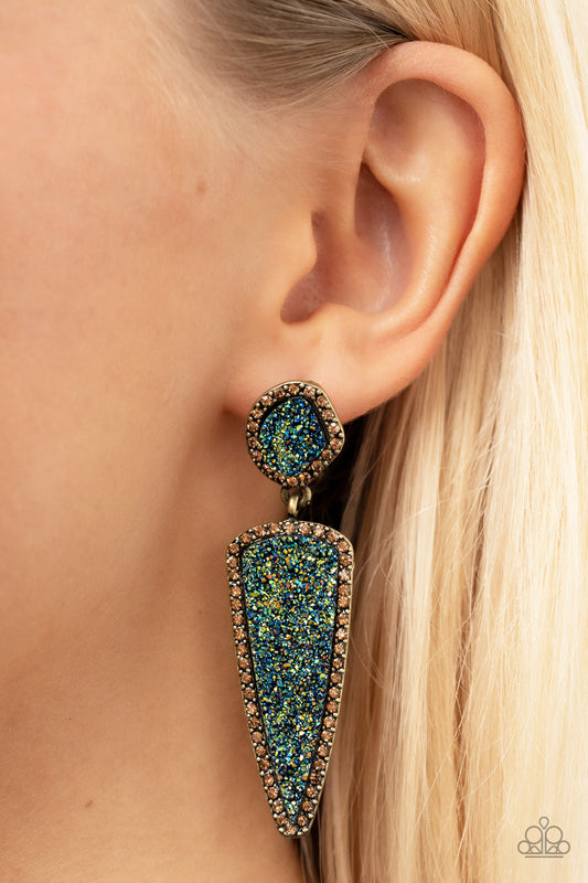 Druzy Desire - Brass earrings