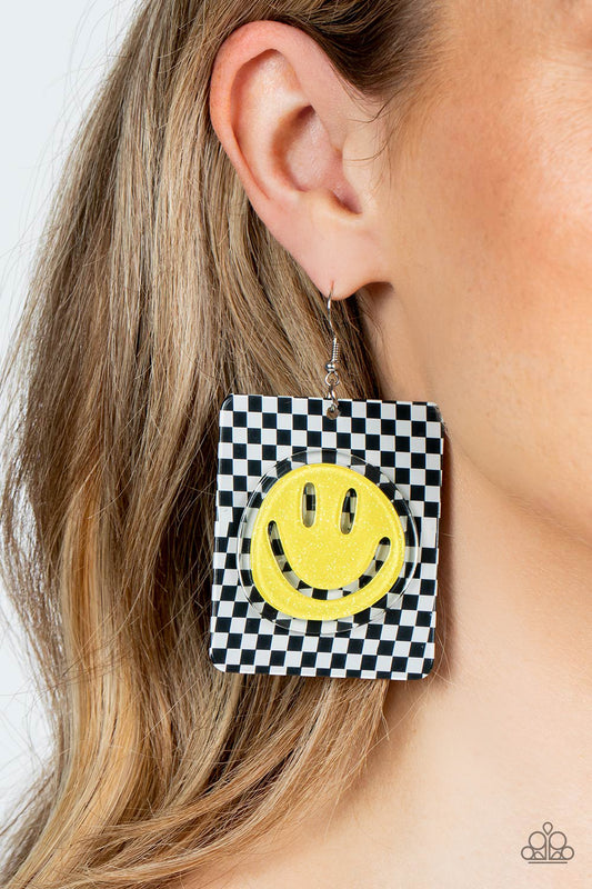 Cheeky Checkerboard - Yellow earrings