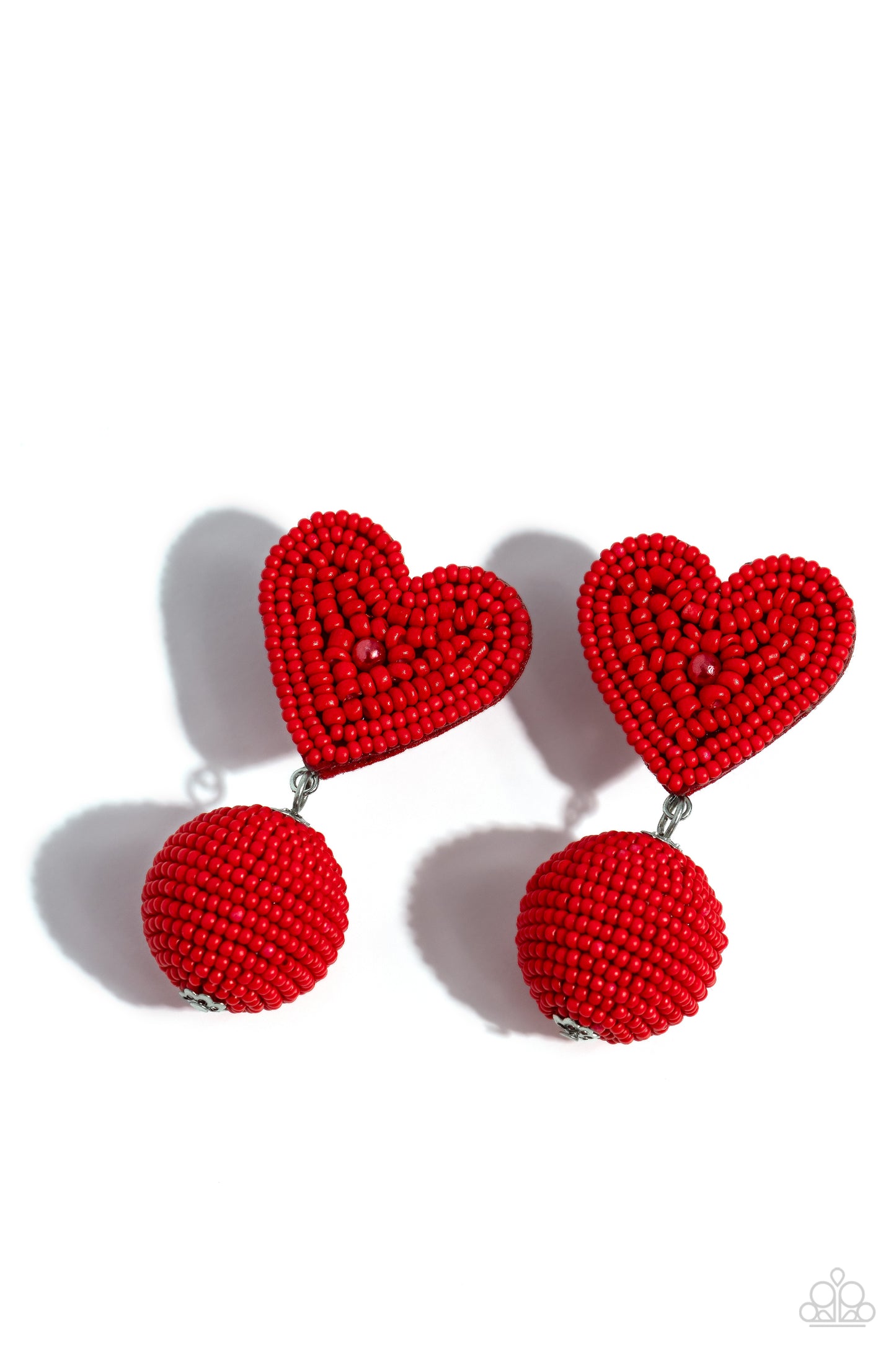 Corazones esféricos - Pendientes rojos