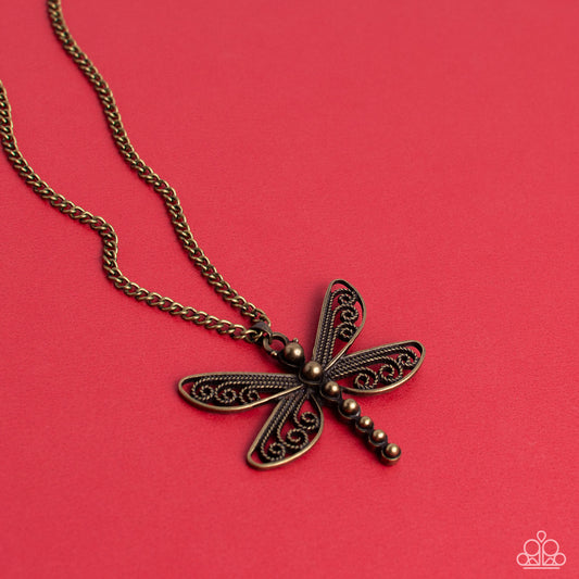Dragonfly Dance - Brass necklace