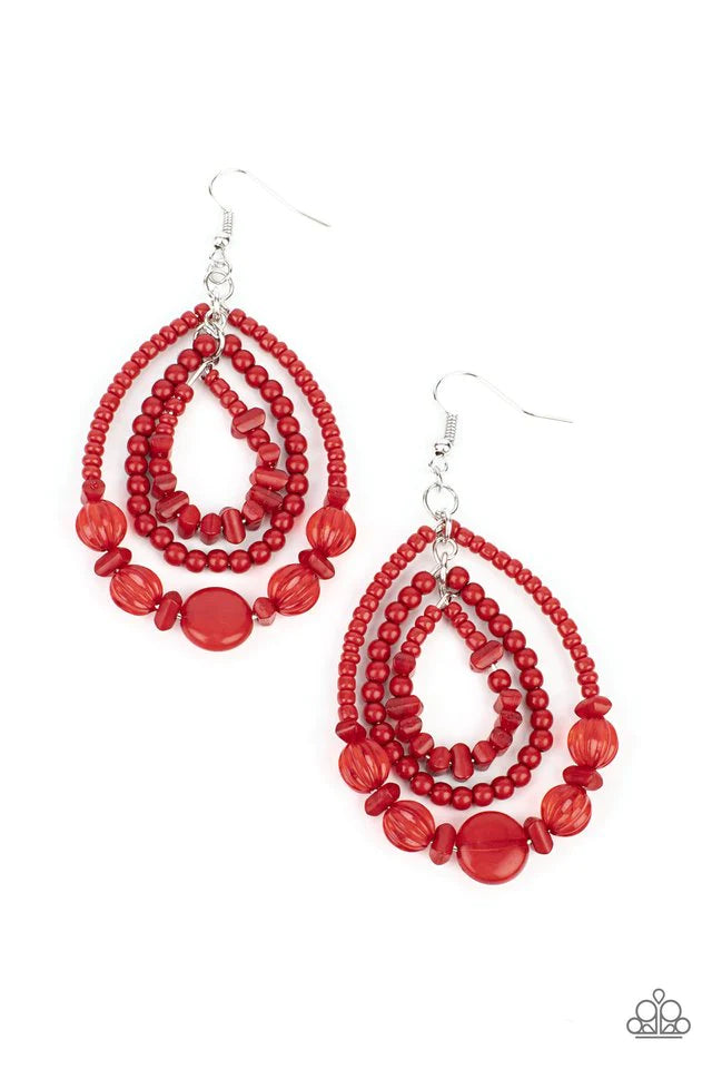 Pendiente ~ Fiesta Prana - Rojo