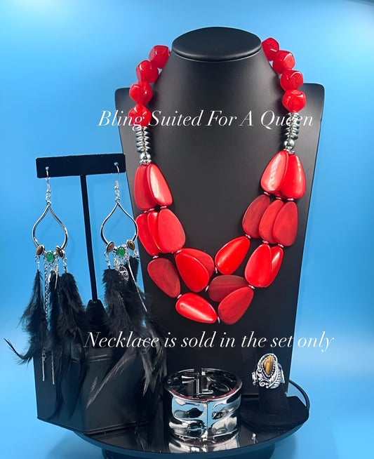 Set it up with Lola -red and feathers