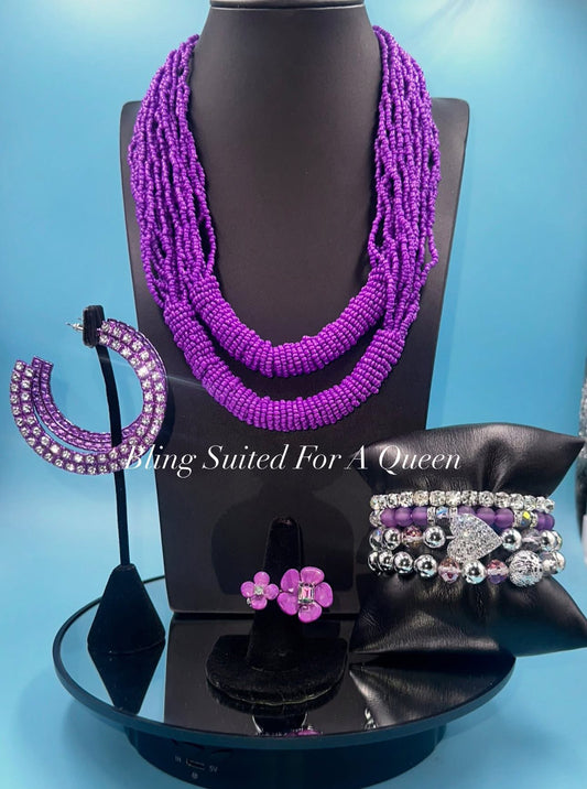 Set it up with Lola - purple seed beads