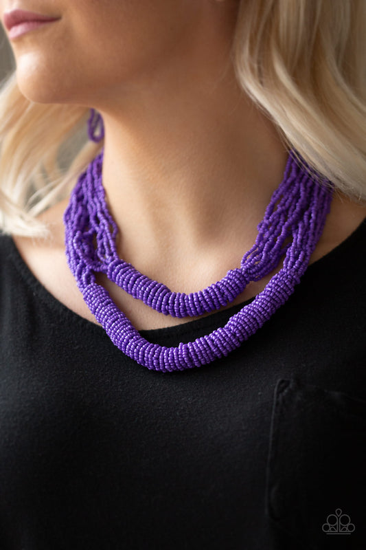 Right as a rainforest-purple necklace -seed beads