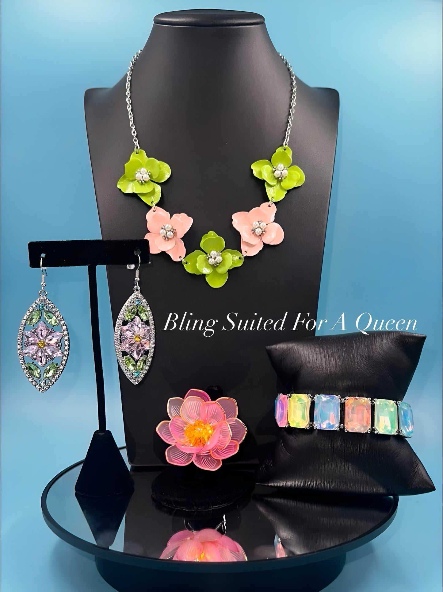 Set it up with Lola-pink and green flowers