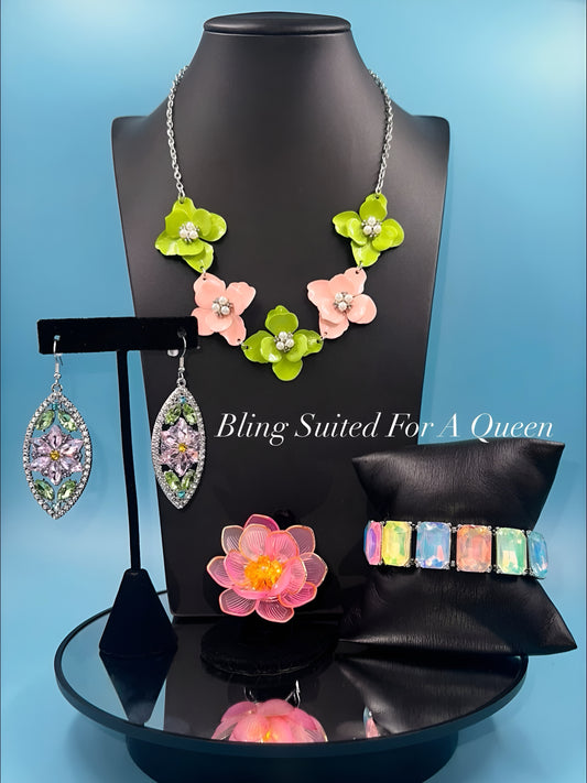 Set it up with Lola-pink and green flowers