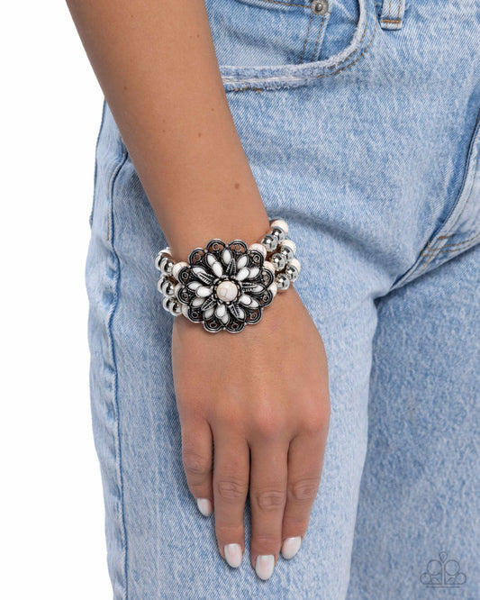 Floral Figment - White bracelet