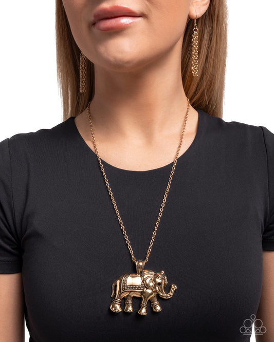 Elaborate Elephant - Gold necklace