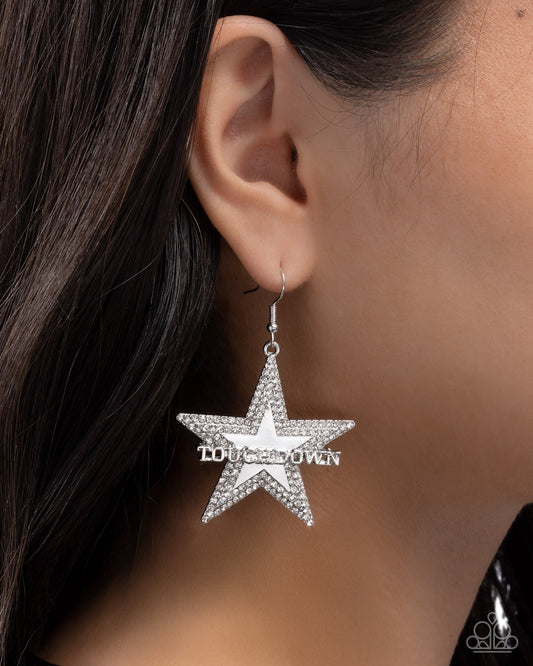 Touchdown Tribute - White earrings