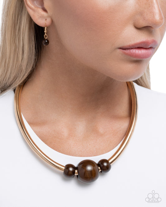 Sleek Shift - Brown necklace