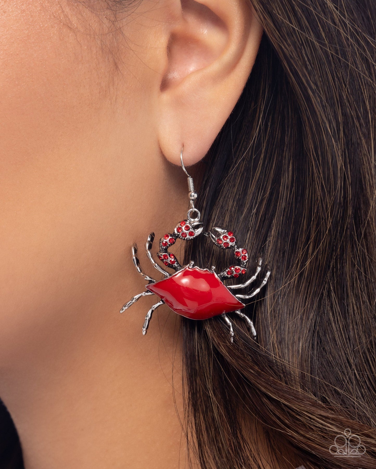 Colorful Crab - red earrings.