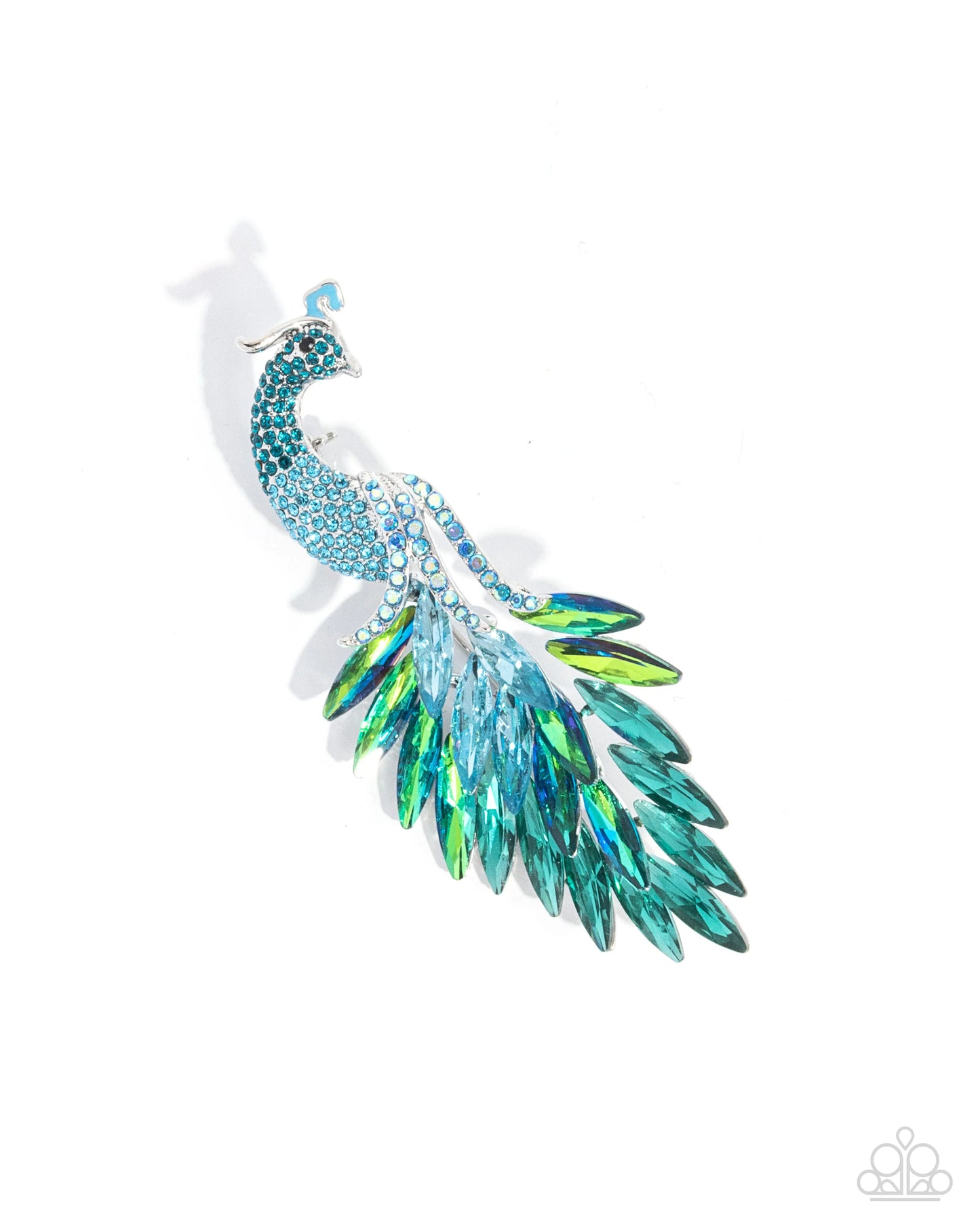PEACOCK PEDESTAL - BLUE - BROOCH