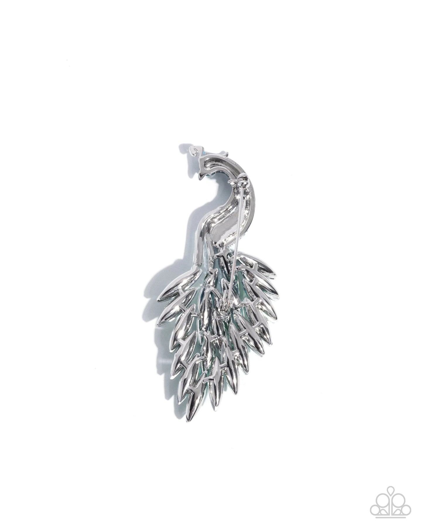 PEACOCK PEDESTAL - BLUE - BROOCH