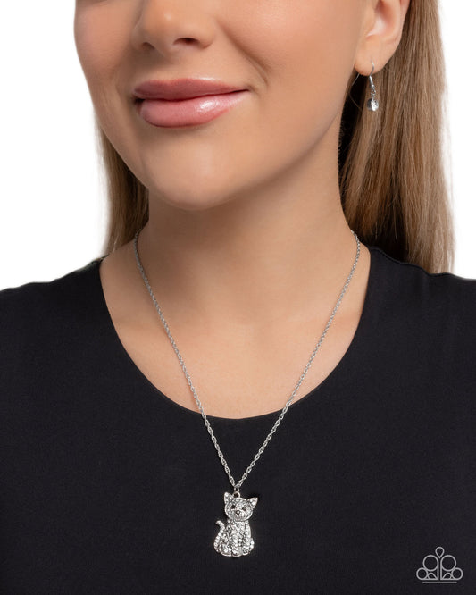 Cat call silver necklace