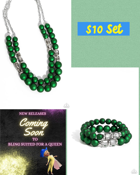 Green Goddess (sets only) Green necklace and bracelets