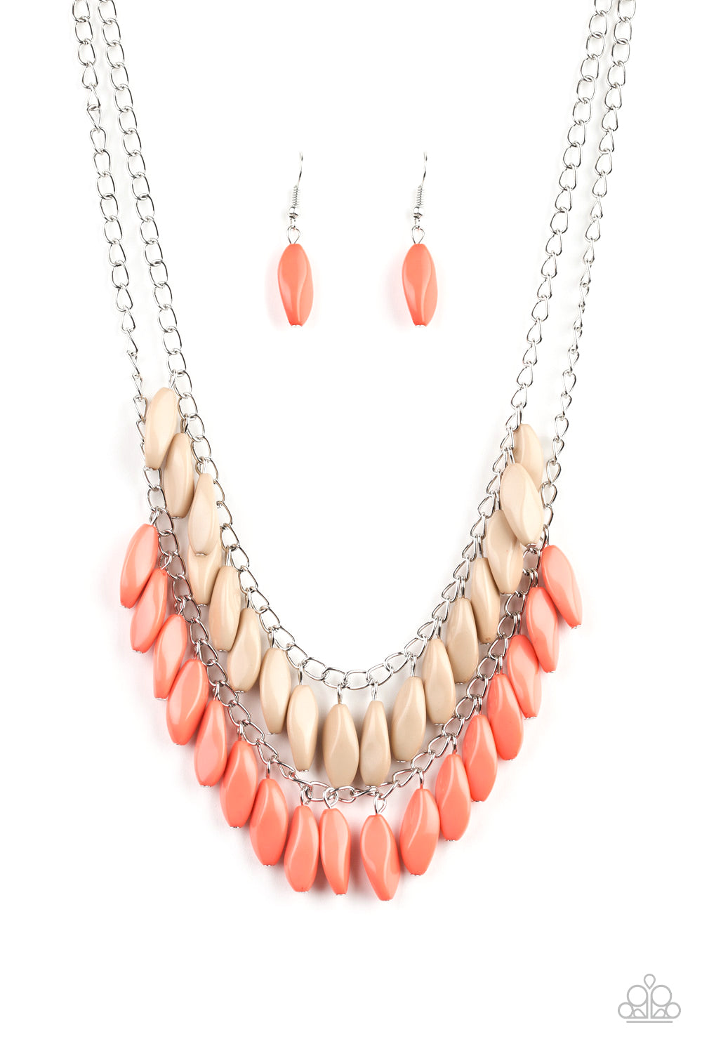 Beaded Boardwalk - Orange necklace-Vintage