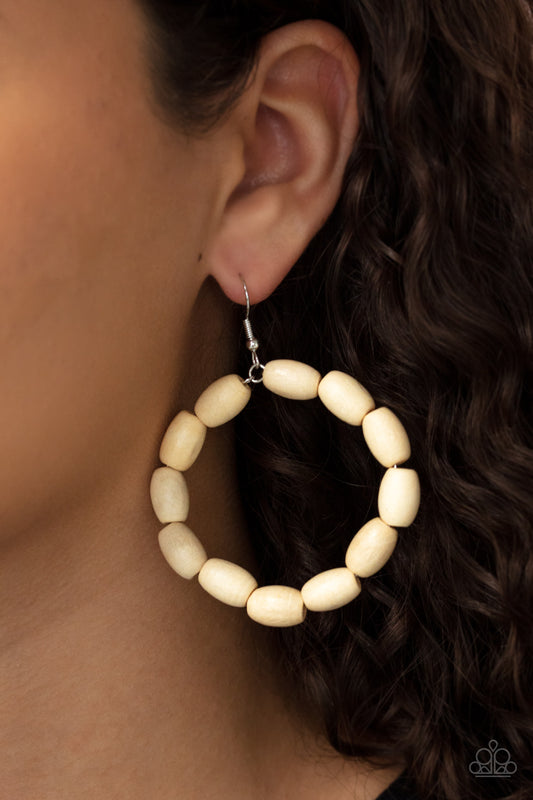 Living The WOOD Life - White earring