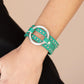 Paparazzi Studded Statement-Maker - Green - Leather Bracelet