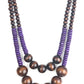 Cancun Cast Away - Purple - Wooden Necklace. Vintage